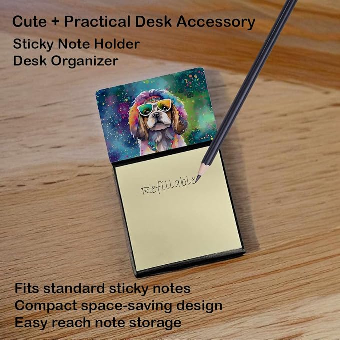Caroline's Treasures Shih Tzu Hippie Dawg Sticky Note Holder Refillable Dispenser Self-Sticky Note Pads, Memo Pads Blank Desk Accessories