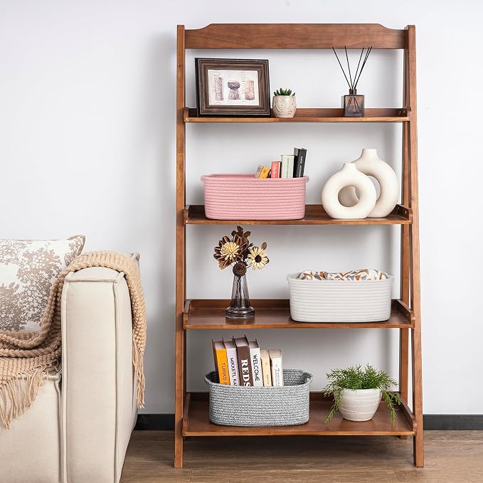 Goodpick 3-Pack Storage Baskets, Dorm Decor for Gifting, 13 x 8 x 5 in | Woven Baskets for Shelves, Closet Organizer Bins,Empty Baskets for Gifts, Woven Basket for Play Room, Pink