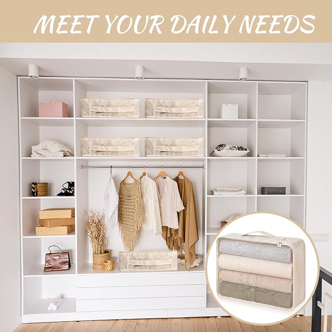 Silkfly 8 Pcs XL Packing Cube for Travel Luggage,Simple,Beige | 17.7 x 13 x 4.7, Same Size, Beige Suitcase Storage Organizer Set, Reusable Mesh Clothes Cube for Hiking Camp Family Accessory