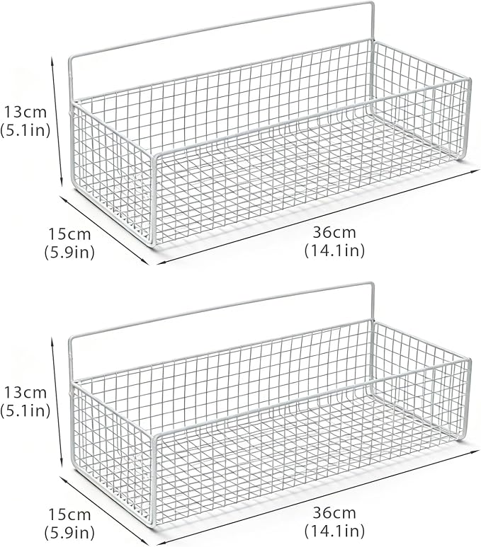 Bath Toy Storage, 2 Pack Metal Mesh Bath Toys Organizer for Bathtub Wall & Shower, Large Capacity Shower Toys Holder with Rustproof Hanging Basket Design for Restroom, Toilet, Bathroom, Kitchen-White