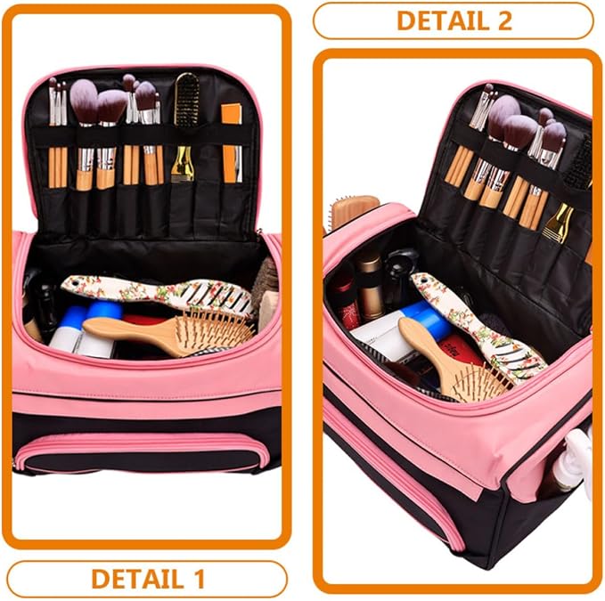 Sturdy Barber Suitcase Hair Tools Travel Bag with Dividers, Oxford Cloth and Metal Construction, Long-Lasting Hairdresser Organizer for Outdoor and Travel Use