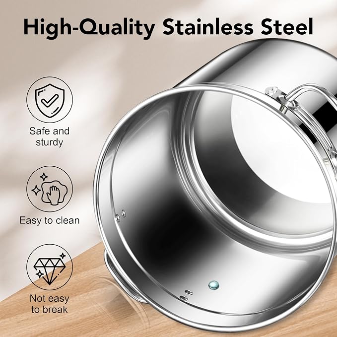 Newget 20lb Airtight Stainless Steel Dog Food Storage Container with Scoop | Large Metal Pet Food Containers Set with Sealed Lid, Metal Lock for Easy Open and Close, Keeps Fresh for Cat / Dog Food