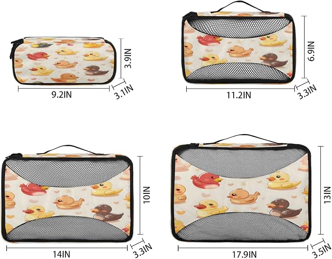 Packing Cubes for Travel, Funny Duck Travel Luggage Packing Organizers for Women Men, Large Custom Toiletries Bag for Cosmetics Toiletries, Duck Animal