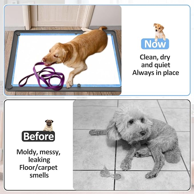 Colingmill Silicone Pee Pad Holder, 24" x 35", High Edge Leakproof Training | Fits Disposable & Washable Pads, High Edges Prevent Leaks, Floor Protection, Easy-clean Silicone, for Puppy Potty Training