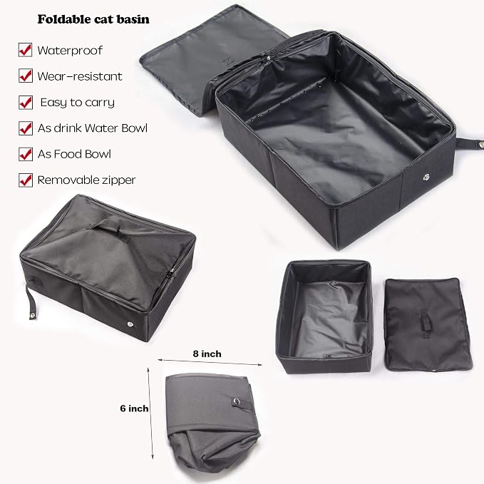 Mispace Portable Twin Compartment Show House Cat Cage Condo,Comfy Puppy Home Dog Travel Crate with Carry Bag/2 Hammocks/Mats & Collapsible Litter Box