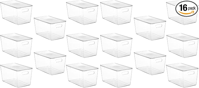Vtopmart 16 Pack Clear Stackable Storage Bins with Lids, XLarge