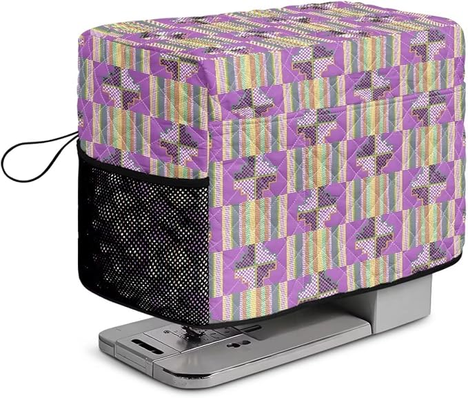 Sewing Machine Cover Polyester Febric Kente Ankara Africa Print | Dust Pet Hair Protection,Quilting Design,Fits Standard Singer,Brother Janome Machines,Protecting Decorating Your Sewing Space