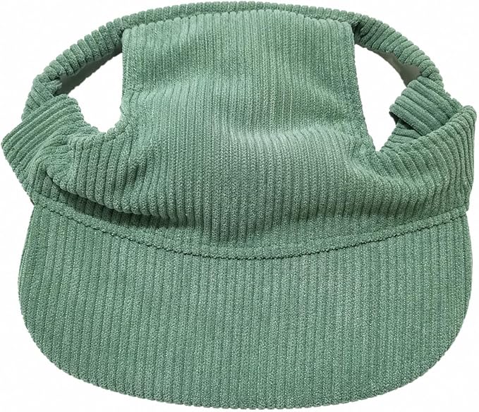 Corduroy Dog Baseball Cap, Breathable Sun Visor Hat with Ear Openings and Adjustable Chin Strap, Solid Color Outdoor Pet Hat for Small Medium Large Dogs