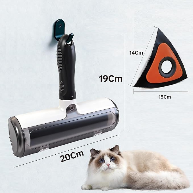 Pet Hair Remover Roller & Triangle Detailer - Reusable Dog/Cat Hair Remover for Couch, Carpet, Furniture & Car - Portable Multi-Surface Pet Fur Removal Tool