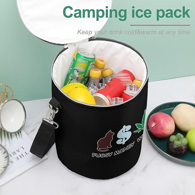 Cat Pet Money Weed Ice Bucket Insulated Lunch Bag Cooler Lunchbox Tote Picnic Beach Travel