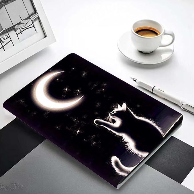 for Samsung Galaxy Tab A 8.4 Tablet Case SM-T307,Premium Leather Folio Stand Auto Wake/Sleep,Multiple Viewing Stand,Night Moon and Pet Cat