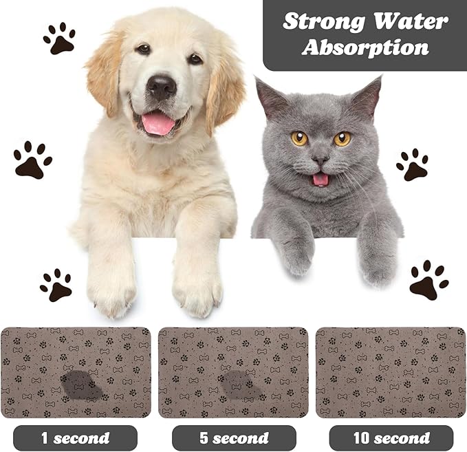 Dog Food Mats,Cat Absorbent Water Bowl Feeding Mats Pet Placemats for Food and Water Spot 24 * 32 inch