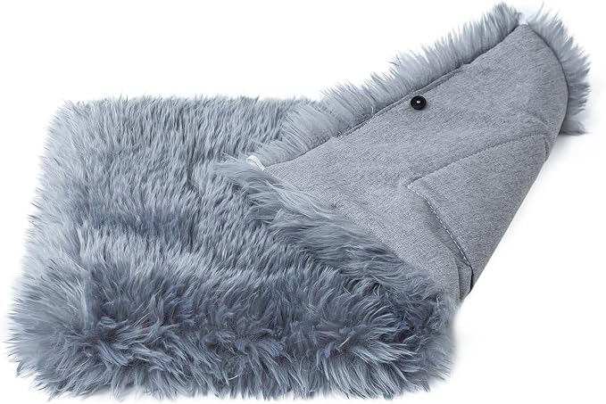 Fluffy Cat Bed Mat 19.6"x31.4" Furry Small Dog Cats Cushions for Indoor | Grey Faux Fur Fuzzy Puppy Pads for Pet Sleep