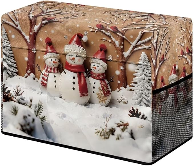 Sewing Machine Cover,Christmas Snowman Scene Print | Dust & Pet Hair Protection,Fits Standard Singer, Brother and Janome Machines, Protecting & Decorating Your Sewing Space