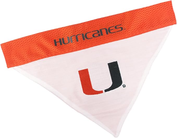 Pets First Collegiate Pet Accessories, Reversible Bandana, Miami Hurricanes, Small/Medium