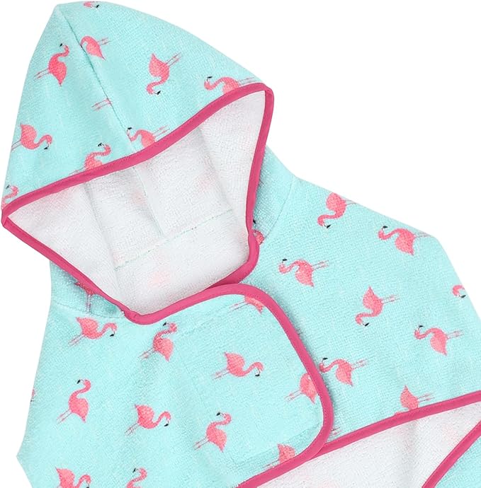 HDE Dog Bathrobe Super Absorbent Quick Drying Puppy Towel Wrap Coat Adjustable After Bath Robes with Hood for Dog Sizes S-XXL Flamingos XXL
