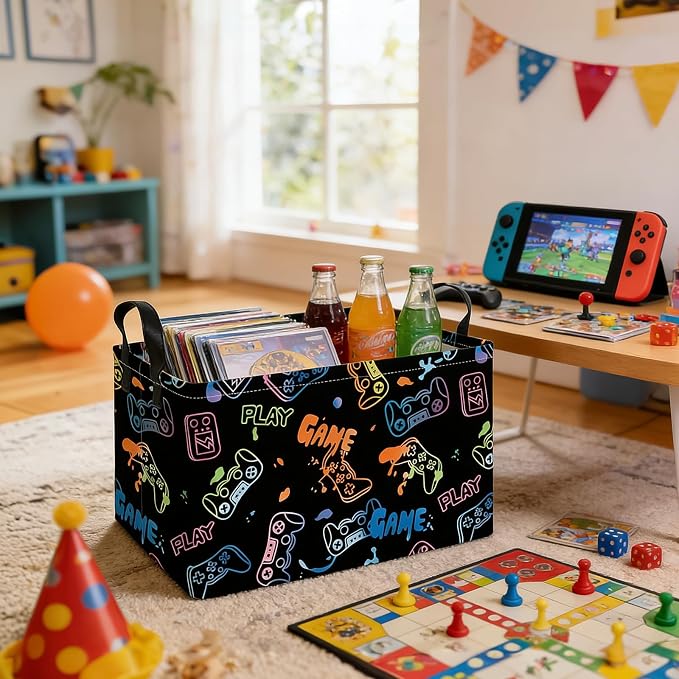 Rectangular Game Storage Basket | Gifts Bag for Toys,Books,Clothes,Gifts,Pets-Perfect for Home,Office,Nursery,Dorm,Shelf