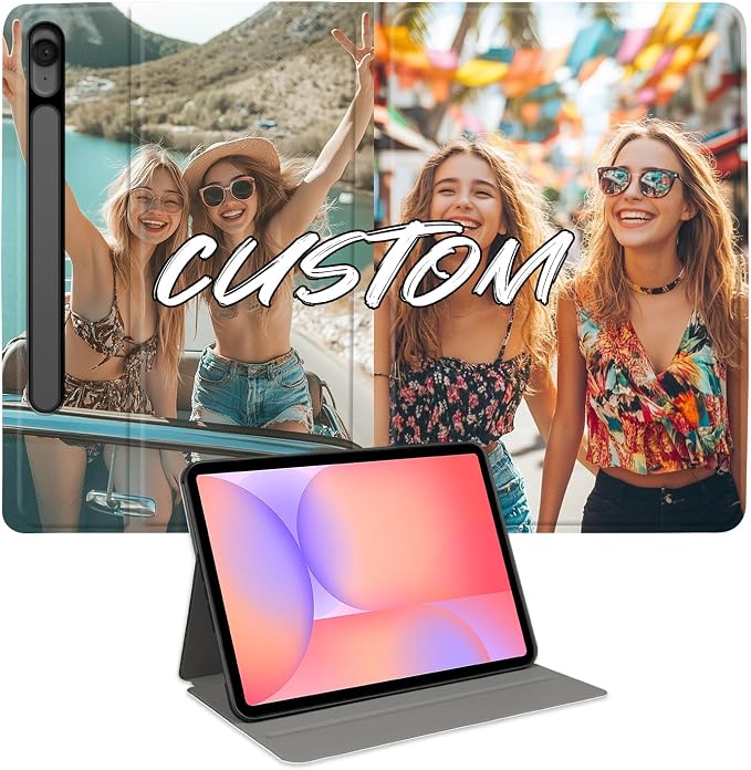 Custom Photo Personalized Flip Case for Samsung Galaxy Tab S9 FE 11 inch(2023),Model Code: SM-X510/X516B, Samsung Galaxy Tablet Customized Picture Text Leather Stand Cover Protective Case