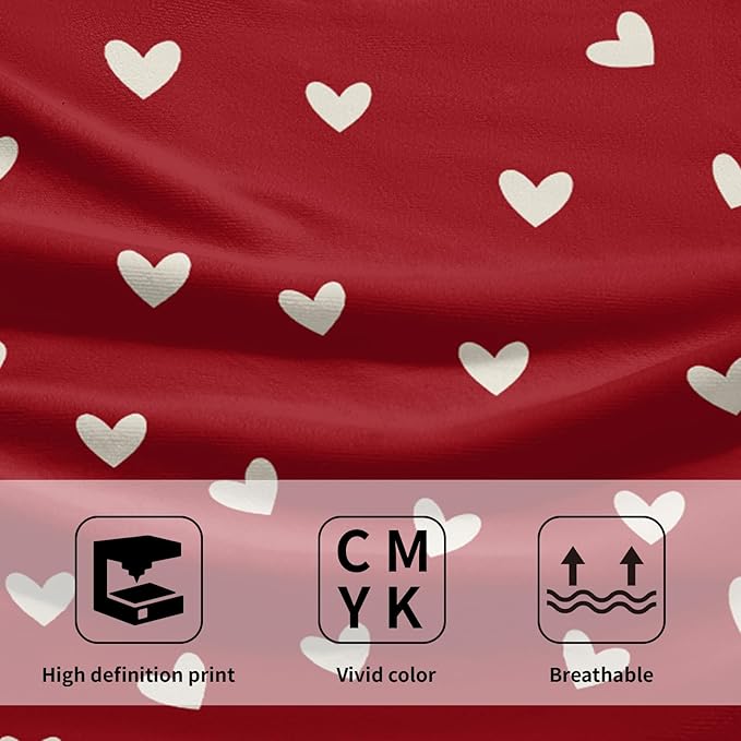 Giwawa Red Love Hearts Hand Towel Set of 2 Happy Valentine's Day Towel Romantic Symbol of Love Face Towel Quick Drying Soft Dish Wash Cloth for Bathroom Holiday Guest Wedding