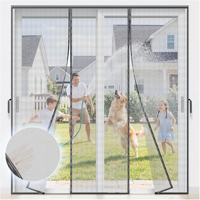 Heavy Duty Magnetic Screen Door Mesh, Door Net Screen with 100 Magnets | Pet & Kid Friendly, PET Fine Mesh Doors Screens Keep Bug Out Fit Sliding Patio French Doors Size 72"x80"-Screen Size 74"x82