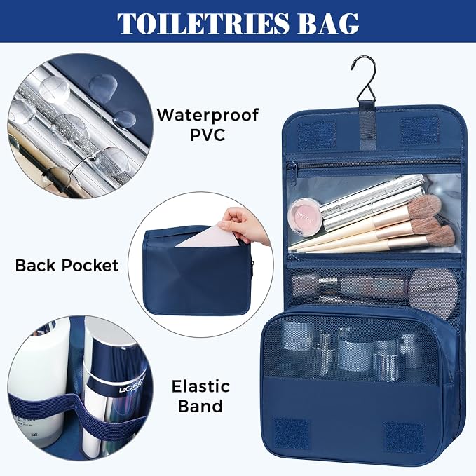 BAGAIL 4 Set/6 Set/8 Set Compression Packing Cubes Travel Accessories Expandable Packing Organizers(HalfMesh,8-Navy)