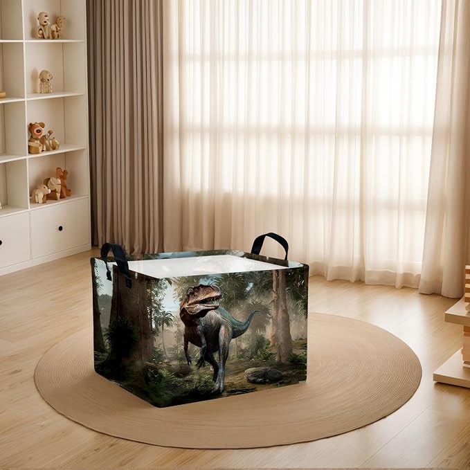 Cute 3D Dinosaur Kid Storage Basket Trendy Toy Box, Baby Laundry Hamper, & Clothes Organizer Fantastic Boy Gift & Nursery Bin for Modern Bedrooms (Tyrannosaurus Rex)