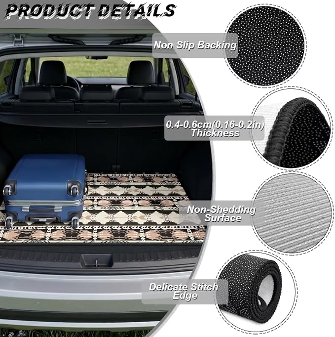 Howilath Ethnic Aztec Tribal Trunk Liners for Cars All Weather Car Cargo Liner Universal Rear Trunk Protection Non-Slip Vehicle Interior Accessories