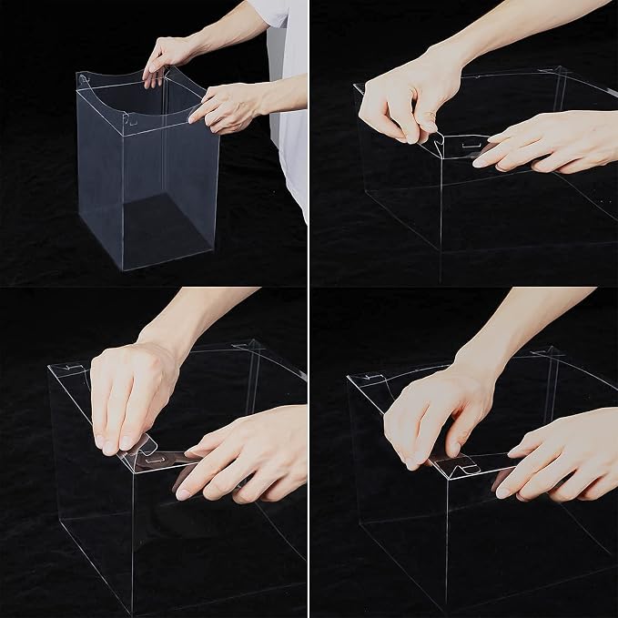 XININSUN 6Pcs clear cake boxes with Ribbon, 6inch cake boxes for Christmas Bakery Treat,Holiday Pastries,Gift Giving-White