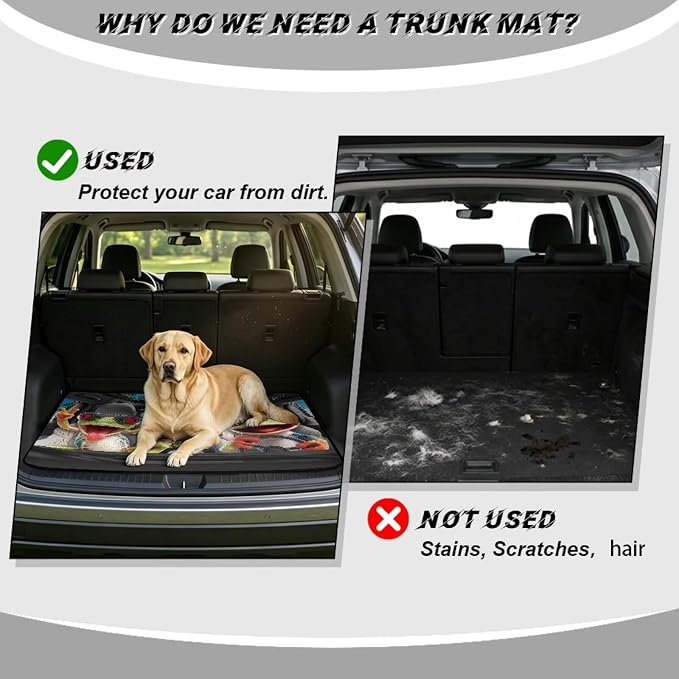 Funny Driving Frog Trunk Mat 29" x 39" for SUV, Funny Animal Cargo Liner Rear Trunk Mat Automotive Interior Accessories for Picnic Camping Travel