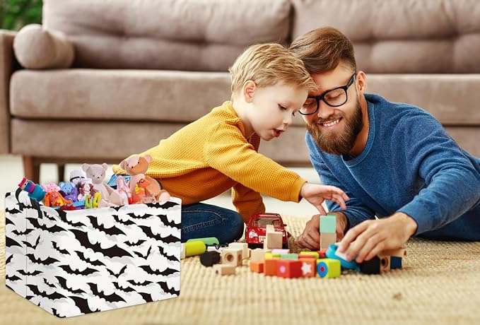 Rectangular Batman Basket Kids Storage Basket Kids Baby Nursery Basket for Boys Bat Room Decor Cute Storage Organizer Bins Bedroom(Bats)