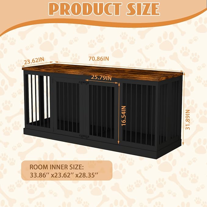71 inch Extra Large Dog Crate Furniture Indoor Wooden Dog Kennel Furniture