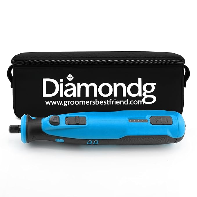 Diamondg Cordless Dog Nail Grinder with Quiet Sound & LED Tip for Large & Small Dogs, 4hrs. Runtime - Electric Dog Nail Trimmer, Heavy Duty Rotary Tool Alternative to Toenail Clippers & Filers