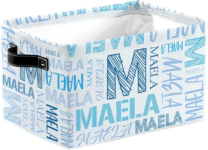 Foldable Personalized Storage Box for Boys Girls with Name Waterproof Kids Custom Storage Bin Baskets Cube Boxes Organizer with Handles for Organizing Shelf Closet, 1 Pack