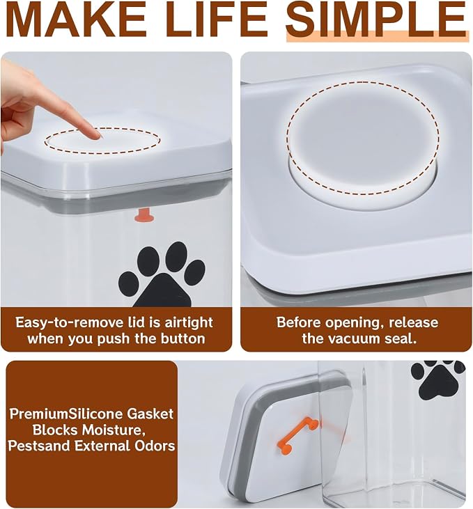 2pack Airtight Dog Treat Jars |1.5L/1.6QT POP Dog Cat Food Container with Lids, Clear Dog Cat Treat Canister, Pet Kibble Dog Cookie Jar-Keep Food Fresh Crispy-BPA free