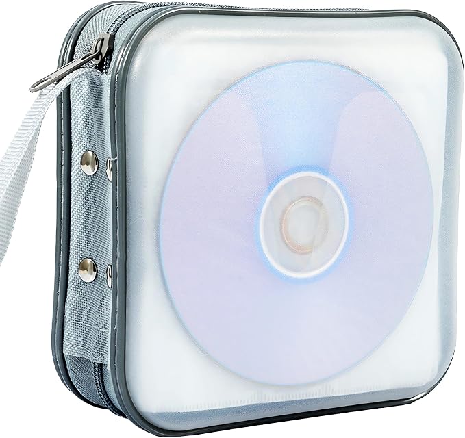 CD Case, 40 Capacity CD DVD Case Wallet Holder Portable Disc VCD Heavy Duty Binder Storage Organizer (White)