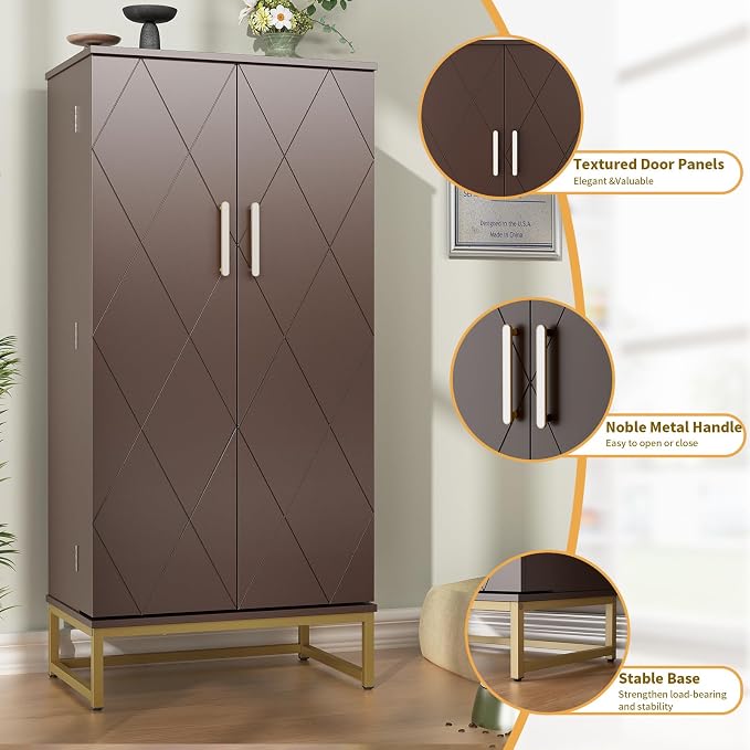 Saudism 51" Dog Food Storage Cabinet with Adjustable Shelves, Walnut | Freestanding Pet Storage Container Organizer for Living Room and Dinning Room
