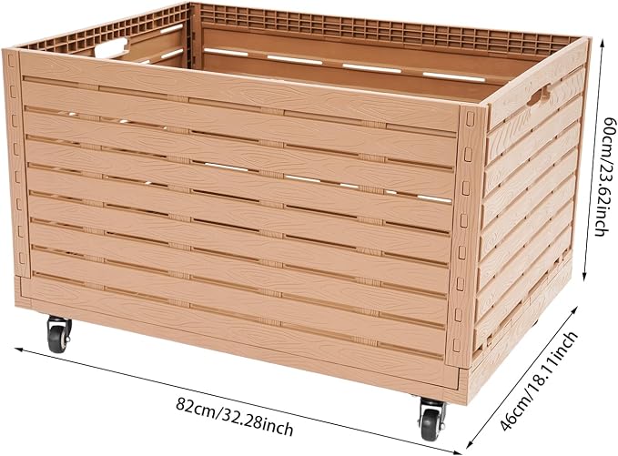 Collapsible Rolling Crate on Wheels, Heavy Duty Foldable Storage Bin(2PCS) | 440lbs Capacity Plastic Furniture Moving Dolly Cart for Travel Shopping