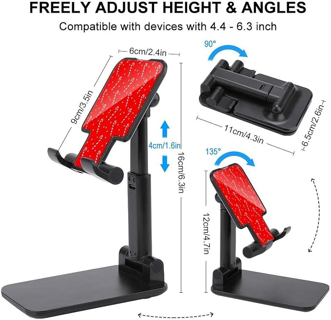 Portable Christmas Candy Cane Red Polka Dots Phone Stand for Desk | Adjustable, Cell Phone Holder, with Flexible Height And, Angle Adjustment, Travel Accessories