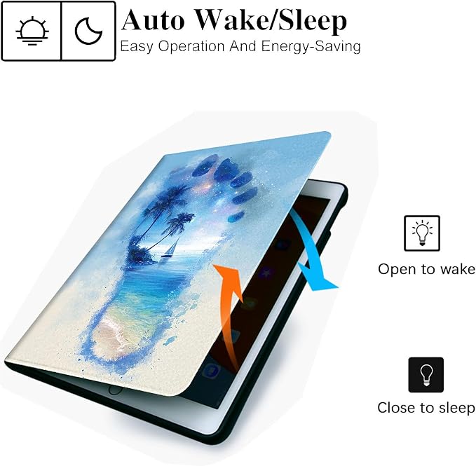 for Microsoft Surface Pro 7 Plus,Surface Pro 7/6/5/4 12.3" Tablet Case,Auto Wake/Sleep,Adjustable Stand Protective Cover - Star Beach Footprint