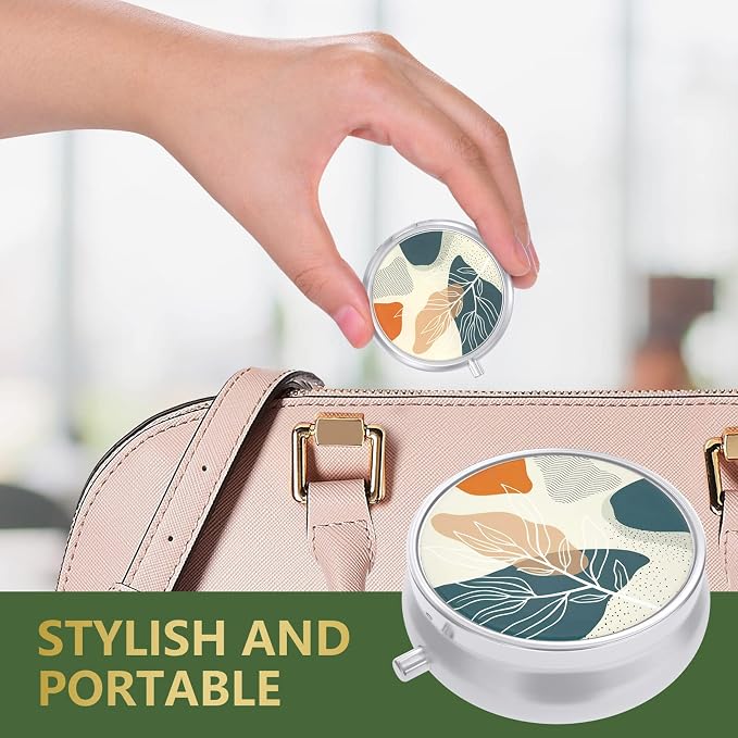 Nipichsha Pill Box, Small Pill Case for Purse & Pocket, Cute Travel Medicine Organizer, Portable Medicine Container Holder to Hold Vitamins, Medication, Fish Oil & Supplement, Desert Leaf | Cute Travel Medicine Organizer, Portable Medicine Container Ho...
