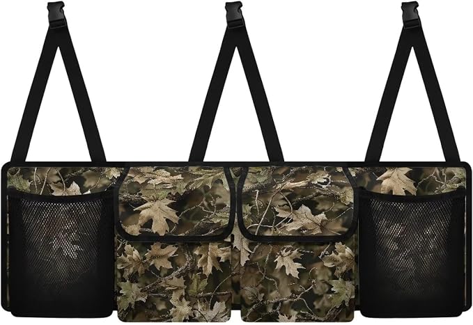 Dreaweet Forest Hunting Camo Car Trunk Organizer Back Seat Hanging Organizer for SUV Collapsible Car Trunk Storage Organizer with 4 Pockets Cool Car Accessories Interior for Men