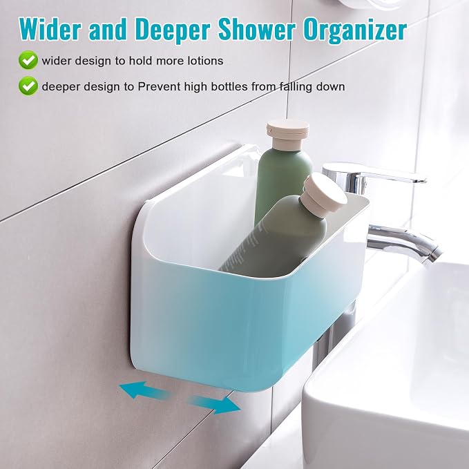 CGBE 2-Pack Cabinet Door Organizer, Self Adhesive Bathroom Shelves, White | Acrylic Shower Caddy, Wall Mounted Storage, No Drilling, Automatic Draining, For Cabinet Door and Shower Wall