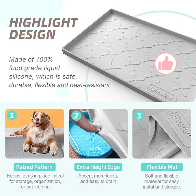 Waterproof Under Sink Mat 34" x 19" Cabinet Protector Silicone Mat | Heavy Duty Deep Drip Tray, Extra Thick Non Slip Liner for Kitchen & Bathroom, Pets, Organizer, Storage, Boots, Home Essential