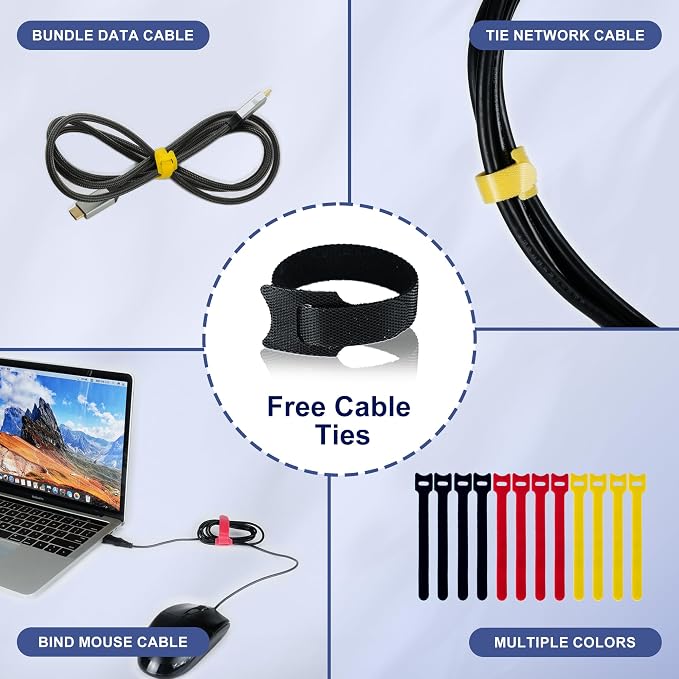 CableGeeke Cable Management Sleeve, 3.3ft (40 inch) - 1.5 inch | Hook-and-Loop Cuttable Neoprene, Split Reversible Sleeve for TV, USB, PC and Ethernet Cables, Protect Pets Kids