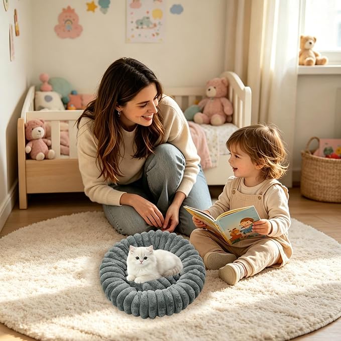 Cat and Dog Sleeping Mat, Round Pet Relaxation Bed | Washable Puppy Kitten Donut Bed | Non-Slip Round Comfortable Thick Dog Bed Cat Sofa For Small Dogs, Cat