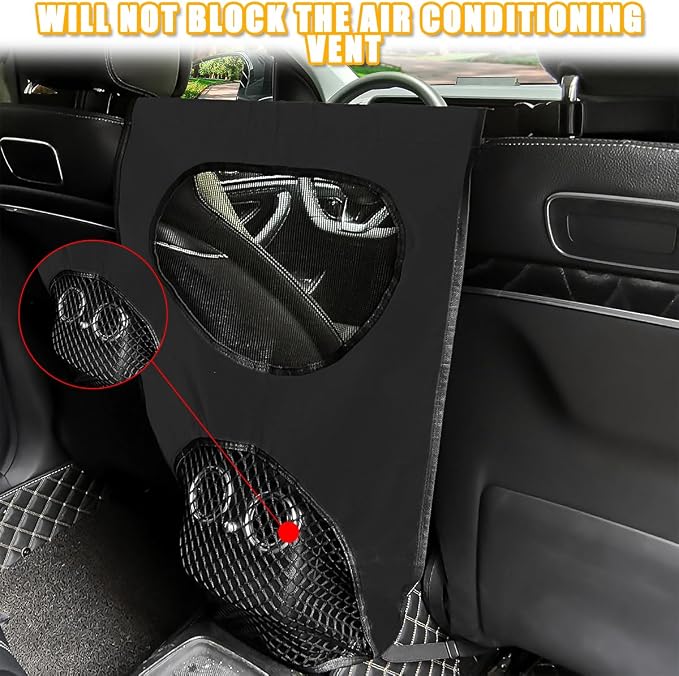 Car Mesh Organizer, Vehicle Seat Back Net Bag Barrier for Backseat Pet Kids, Auto Driver Storage Netting Pouch Holder for Cargo Tissue Purse, Universal for SUV, Truck, RV