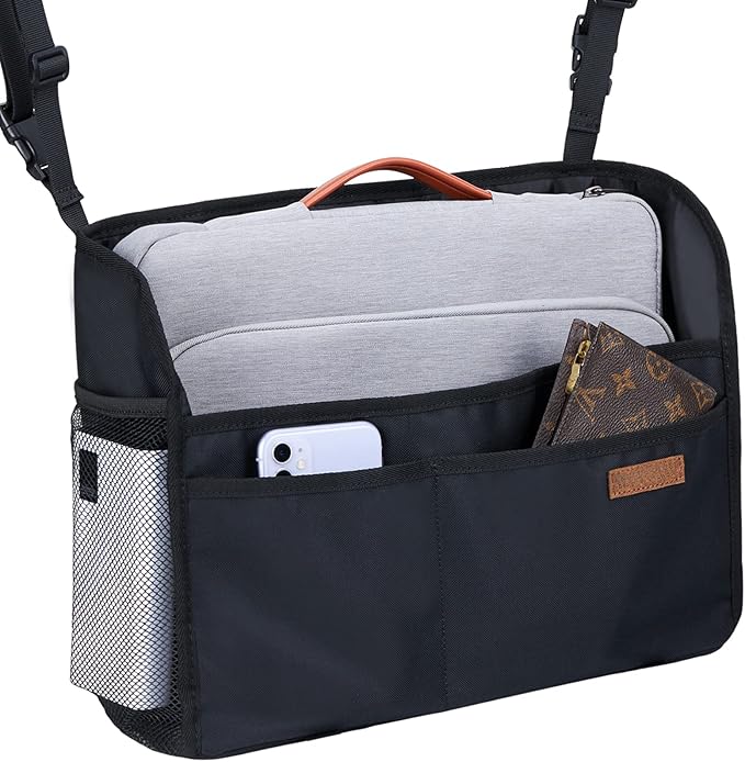 WLLWOO Car Net Pocket Organizer Purse Holder Console Front Seat Storage | Multi Pocket Car Seat Organize Bag Handbag Holder Between Seats Back Barrier