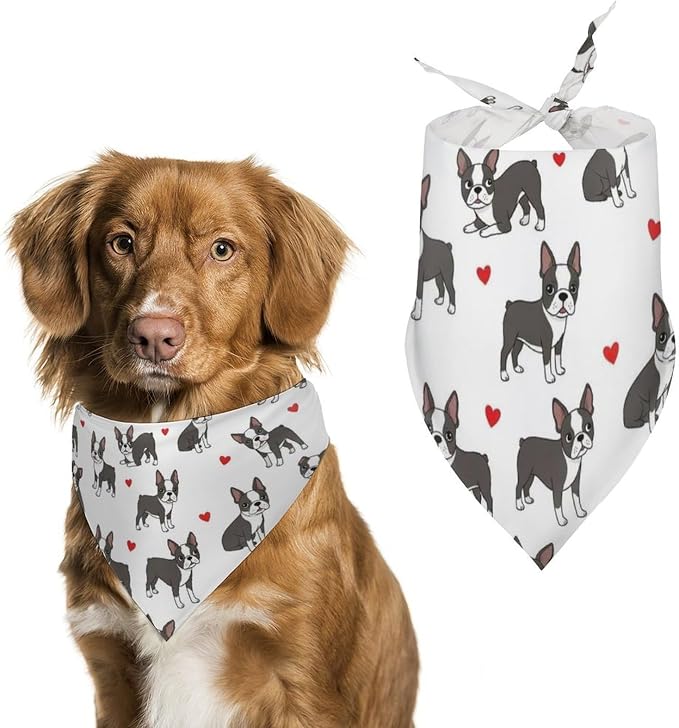 Lightweight and Soft Pet Scarf Boston Terrier Bulldog for Small to Large Dogs, Cats Beach, Outdoor Travel, Casual Daily Walking Use