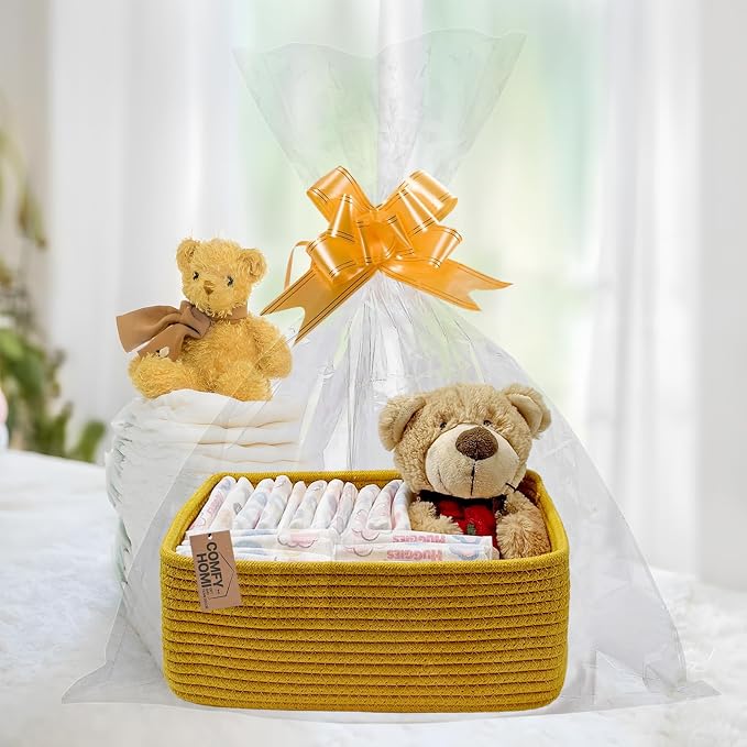 COMFY HOMI 11.5"x7.5"x4.7" Storage Baskets for Organizing | Cotton Rope Woven Basket | Toy Storage Bin Box | Basket for Shelves, Closet Organizer Bin, Decorative Closet Shelf, 3 Pack,