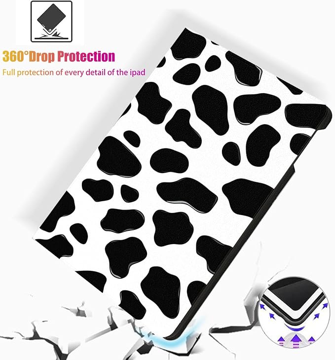 for Microsoft Surface Go 4/3/2/1-10.5" 2021 Tablet Case,Auto Wake/Sleep,Adjustable Stand Protective Cover - Cow Pattern
